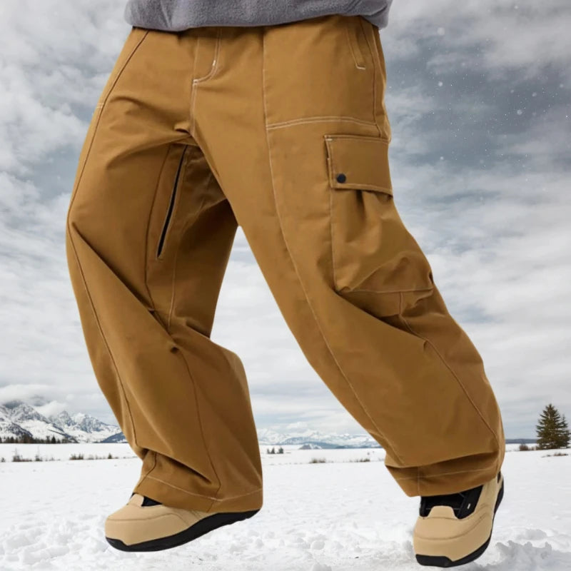 Pantalones de snowboard con bolsillo grande para hombre, pantalones de esquí holgados súper holgados, aislamiento impermeable para campo de nieve, ropa deportiva de invierno para parejas