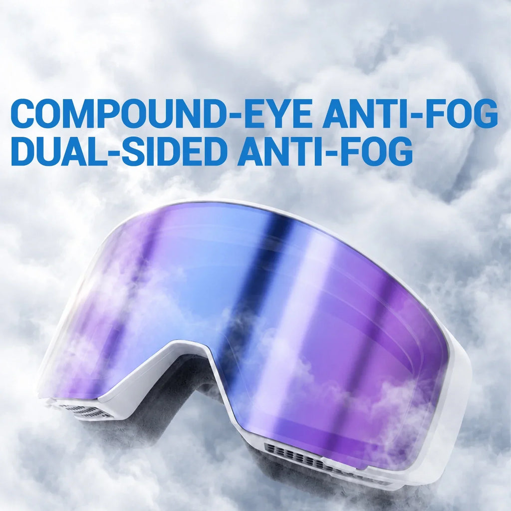 Gafas de esquí magnéticas KAPVOE con caja de almacenamiento incluida, gafas de snowboard con tratamiento antivaho, gafas para deportes de invierno al aire libre, patinaje y actividades en la nieve.