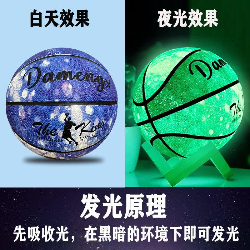 Baloncesto luminoso fluorescente tamaño 5 y tamaño 7 regalo al aire libre femenino resistente al desgaste estándar para niños y adultos