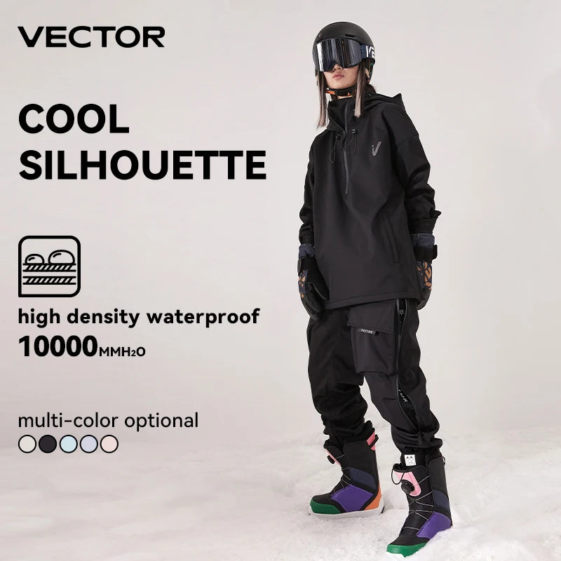 Conjunto de chaqueta y pantalones de esquí VECTOR para invierno, para mujer y hombre, de color liso, térmico, para practicar deportes de nieve, chaqueta de snowboard, resistente al viento, ropa de montaña, ropa de esquí.