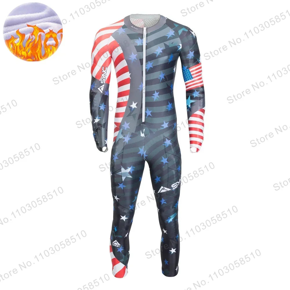 Trajes de invierno para hombre 2025, mangas largas, traje de competición GS, monos de invierno, trajes de esquí de una pieza, deportivos, sin acolchado.