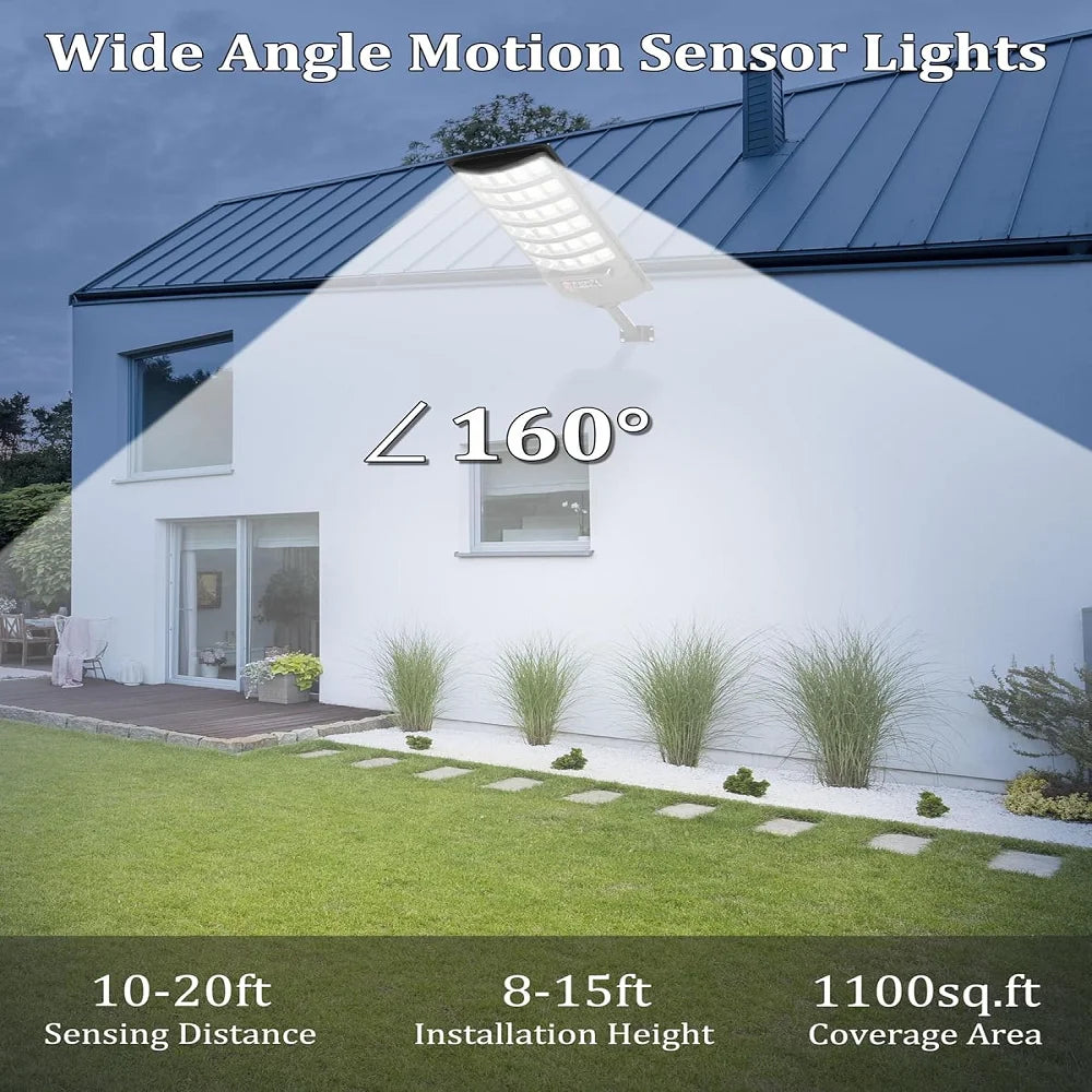 2/1 uds. Farola solar para exteriores, resistente al agua, con sensor de movimiento, luz de inundación LED alimentada por energía solar para estacionamiento exterior