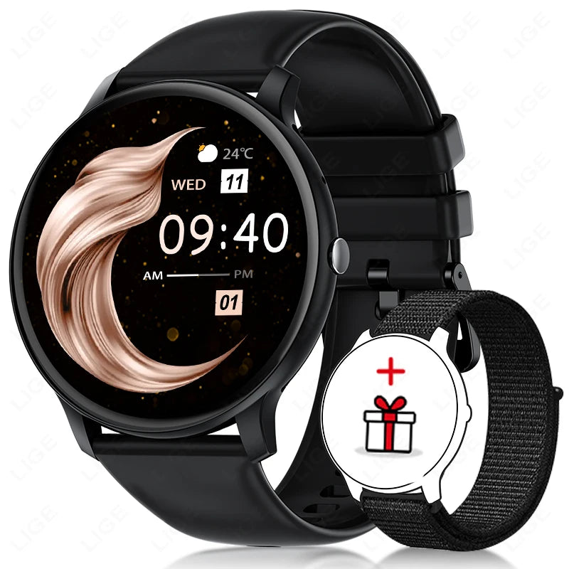 LIGE 2025 Bluetooth Call Smart Watch Women Custom Dial Watches Men Sports Fitness Tracker Heart Rate Smartwatch For Android iOS