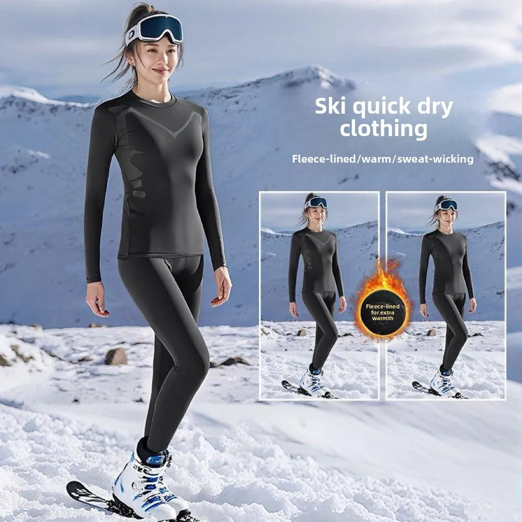 Conjunto de Ropa Interior Térmica para Esquí, 2 Piezas, Traje Ajustado para Snowboard, Protección contra el Frío Invernal, Elástico y Transpirable