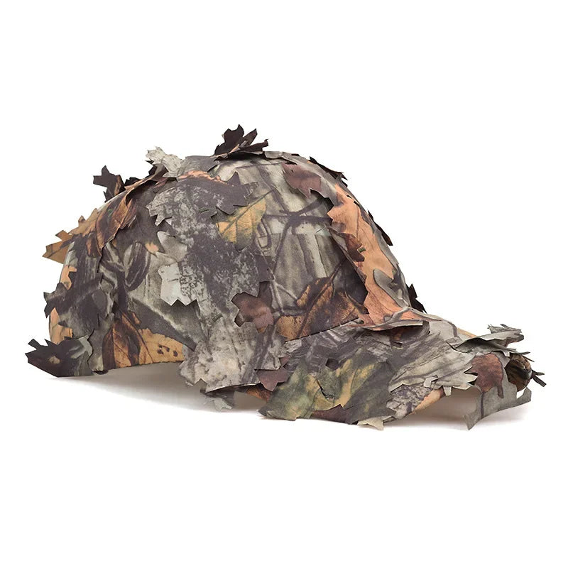 Gorra de béisbol de estilo americano con camuflaje biónico de hojas, sombrero de sol de ala curva para camuflaje en la selva, copa suave para entrenamiento al aire libre