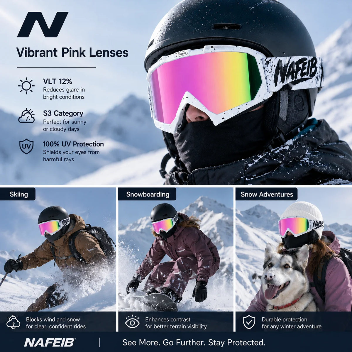 Gafas de esquí, ciclismo, motocicleta, gafas a prueba de viento, UV400, gafas de nieve para snowboard, gafas de esquí para deportes al aire libre de invierno
