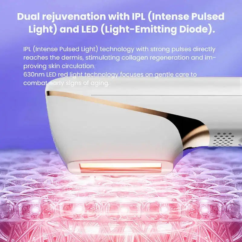 Nueva luz de leche LED + instrumento de belleza de terapia IPL con máquina de masaje Facial láser cuello cara terapia de luz roja dispositivo antienvejecimiento
