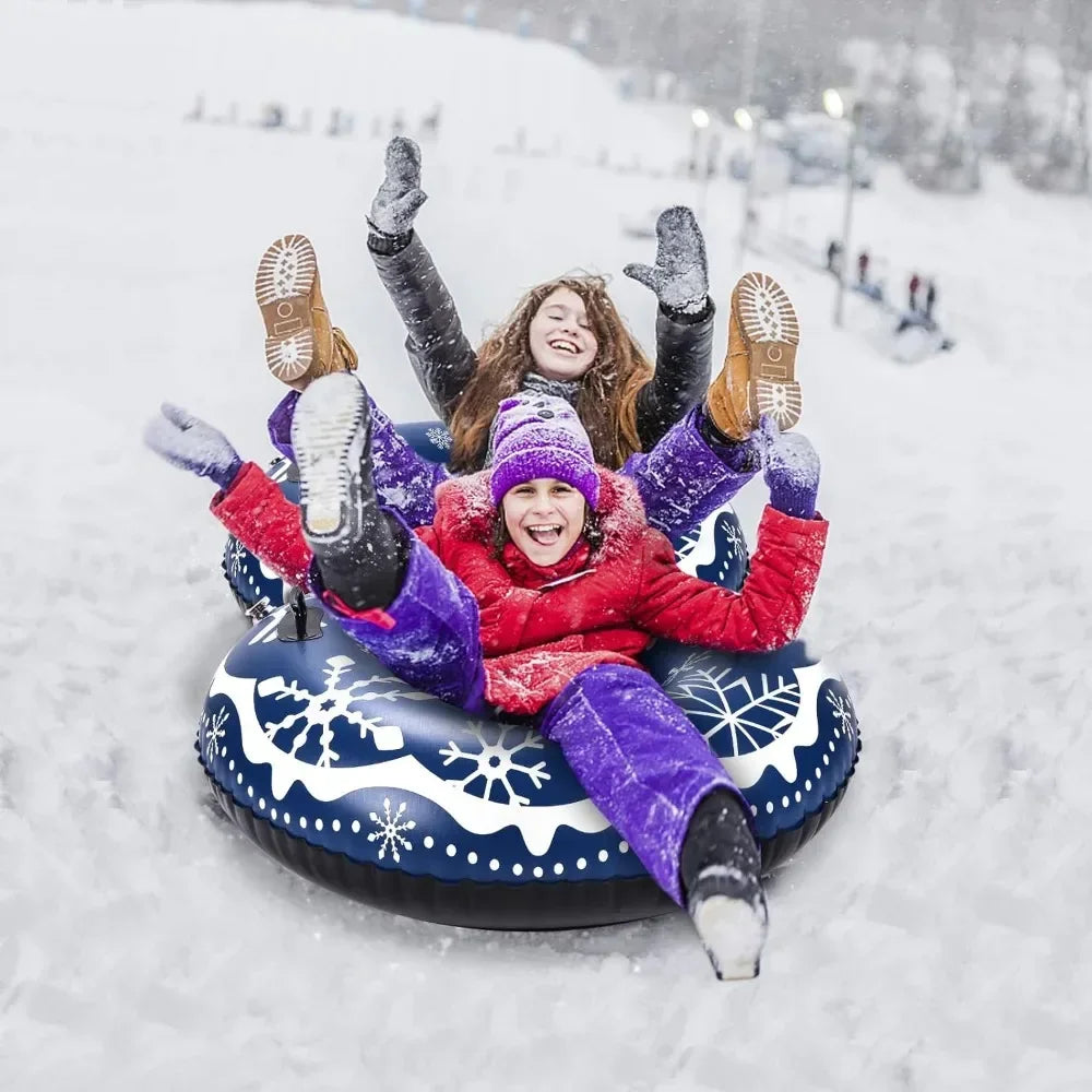 Tubo de trineo de nieve inflable de PVC de 120 cm, con asas cómodas y resistente al desgaste, ideal para trinear en invierno, flotar en el agua y practicar deportes al aire libre.