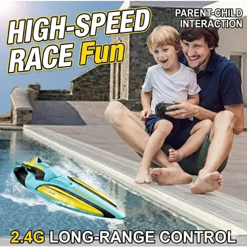 Lancha teledirigida S1 de 2,4 GHz con doble motor, lancha rápida de alta velocidad y larga autonomía, juguete acuático de verano para regalo de niños