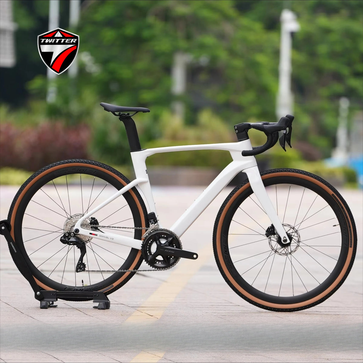 Bicicleta de carretera de fibra de carbono TWITTER Gravel V3, velocidad variable electrónica SENTYEH, ES7000-1*13 velocidades, frenos de disco hidráulicos, bicicleta de gravel