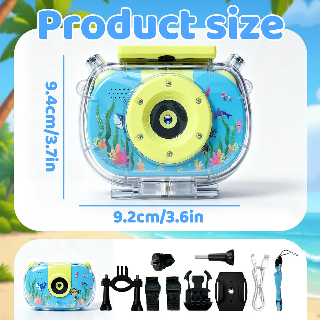 Cámara Sumergible para Niños, Digital 1080P con Zoom Digital 10X, Pantalla Fácil de Usar para Niños, Fotografía Digital a Prueba de Agua