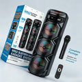Altavoz Bluetooth Inalámbrico de 40W, Sistema de Karaoke con Bajos Profundos de 3x8 Pulgadas, Micrófono Inalámbrico, Luz RGB, Recargable, Caja de Sonido para Fiestas al Aire Libre