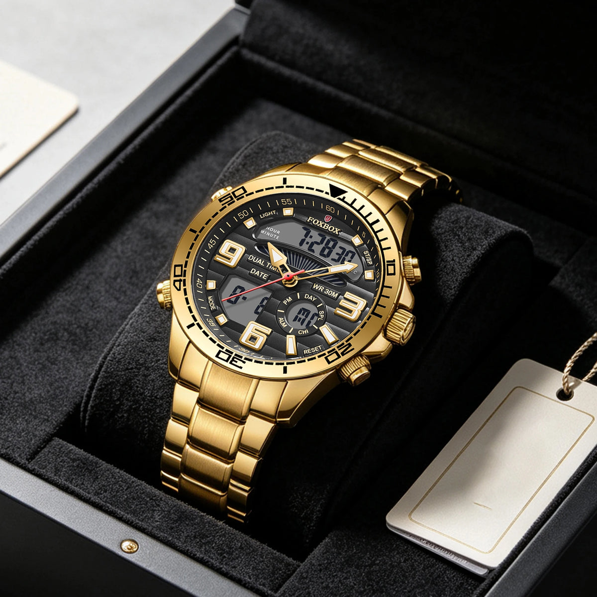 Reloj digital militar FOXBOX para hombre, resistente al agua, reloj de pulsera de cuarzo LED, reloj deportivo, reloj grande para hombre, Relogios Masculino + caja