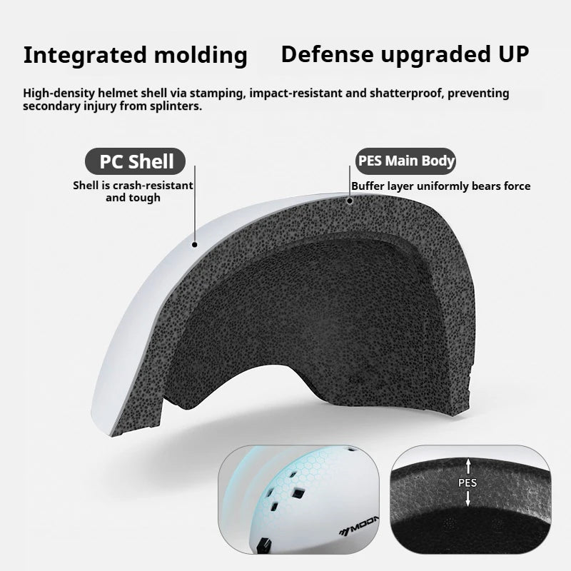 Casco de Esquí/Snowboard MOON Todo en Uno con Gafas Integradas |   PC+EPS Ligero para Máxima Protección