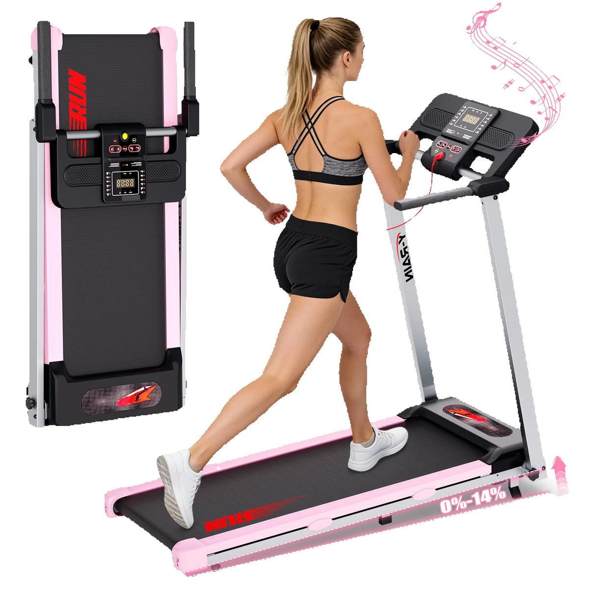 Caminadora plegable Y-Rain de 3,0 CV, con inclinación del 12 %, Bluetooth y aplicación, monitor de frecuencia cardíaca, plataforma de caminata silenciosa con pantalla LED, para ejercicios cardiovasculares en casa y en la o