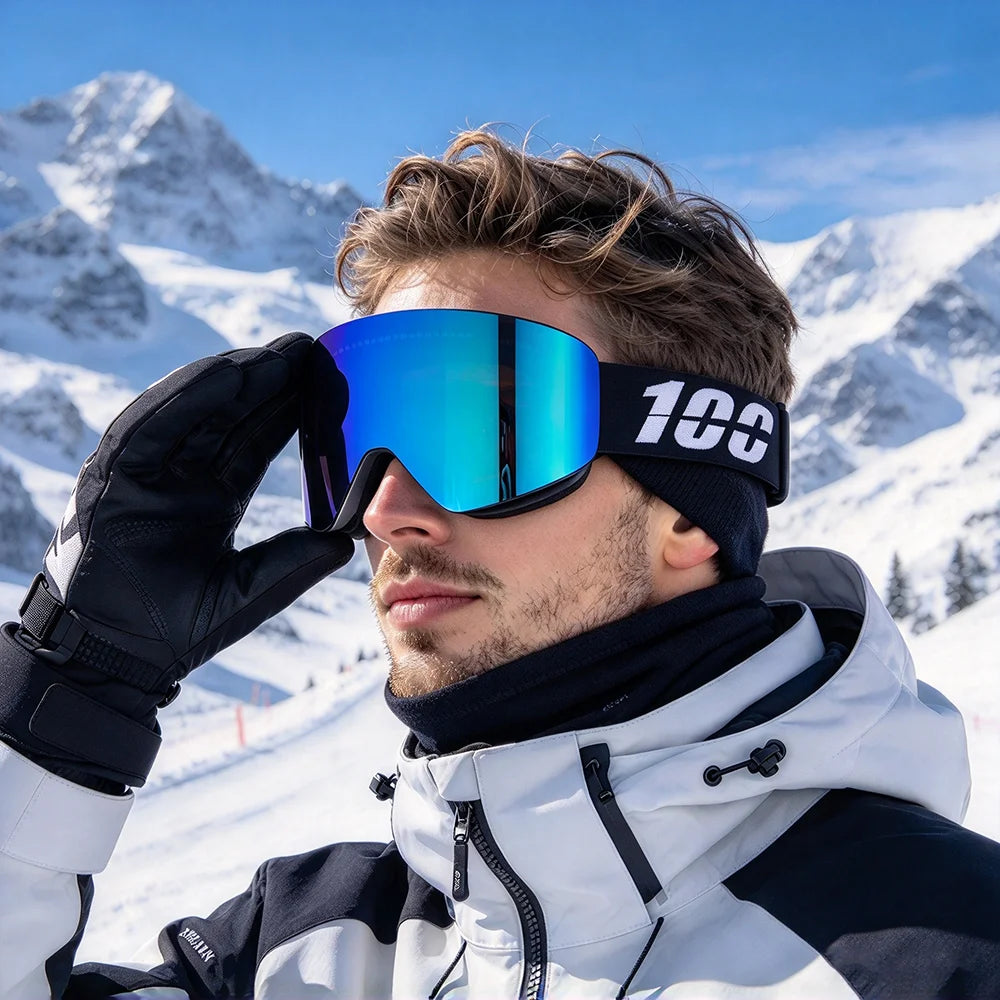 Gafas de esquí magnéticas de doble capa, antivaho, con protección UV400, para snowboard, motos de nieve y deportes al aire libre.