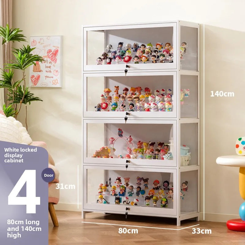 Vitrina transparente para Lego con cerradura, armario para adornos y cajas ciegas, almacenamiento de accesorios, estilo clásico y funcional.
