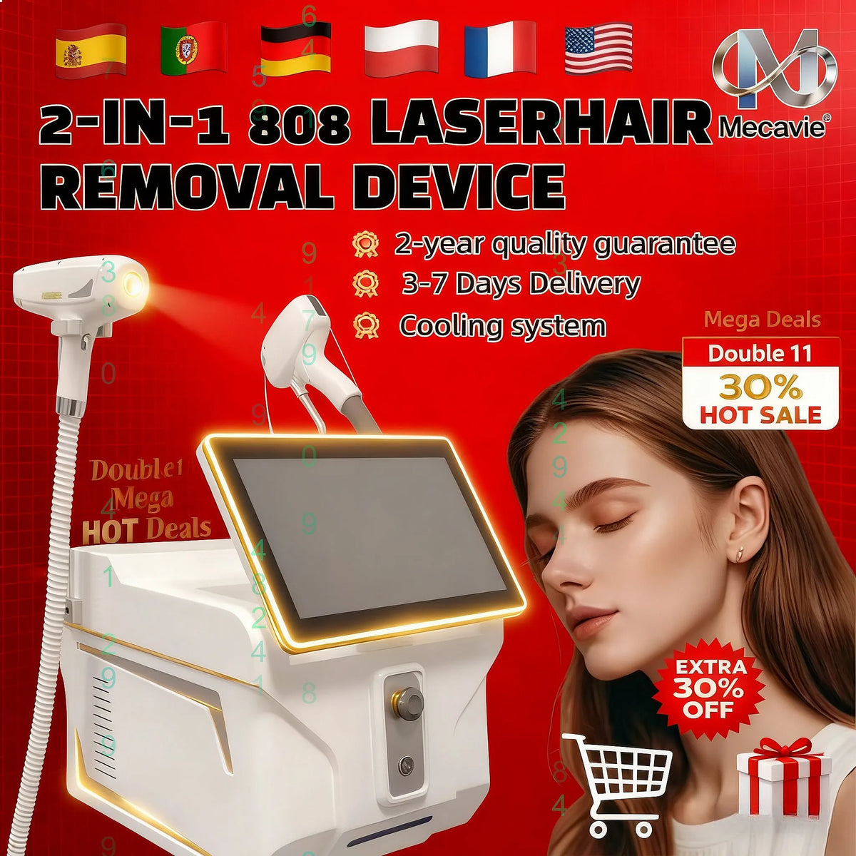 Máquina de Depilación Láser de Diodo 2 en 1 con Láser Nd Yag Picosegundo Q-Switched para Eliminación de Tatuajes y Pigmentos