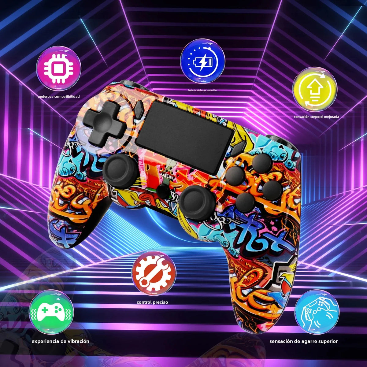 Mando inalámbrico Bluetooth GAMINJA P47, Gamepad con giroscopio de 6 ejes, panel táctil tipo joystick para PC, doble vibración, compatible con PS4, PC, Windows 7 y 8