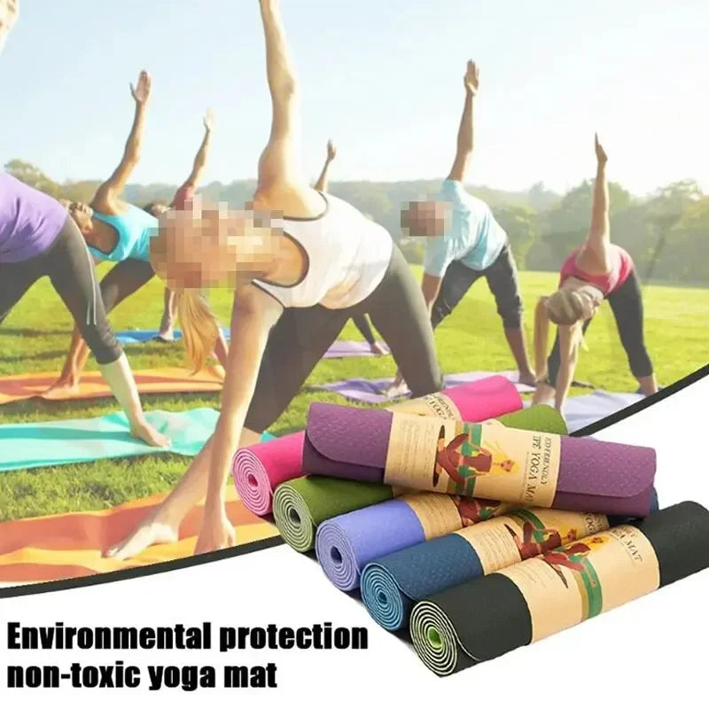 Esteras de Yoga antideslizantes de TPE, insípidas, marca, Pilates, gimnasio, almohadillas de ejercicio, bolsa gratis, estera de goma natural para Fitness, Yoga con transporte