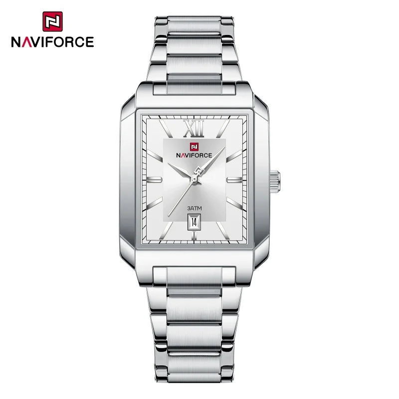 New NAVIFORCE Men's 3ATM Waterproof Anniversary Quartz Watch Fashion Watches Date Display Stainless Steel Strap Male Gift Watch