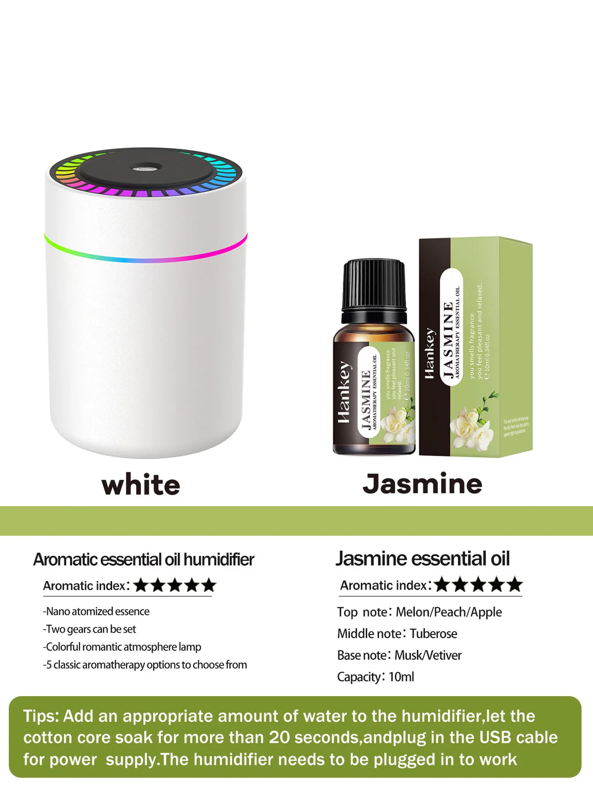 Difusor de aromaterapia de 180ml, humidificador, aceite esencial de aromaterapia, purificador de aire, coche para dormir, llevar en casa, luz LED de 7 colores