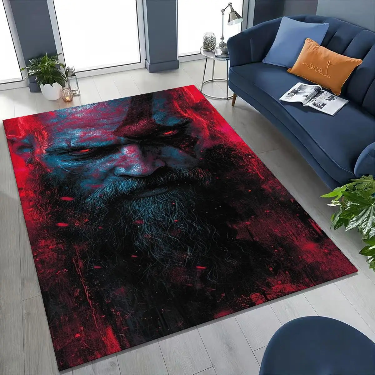 Alfombra de God of War Kratos para dormitorio, sala de estar, sofá, decoración del hogar, felpudo, alfombrilla antideslizante grande para juegos infantiles