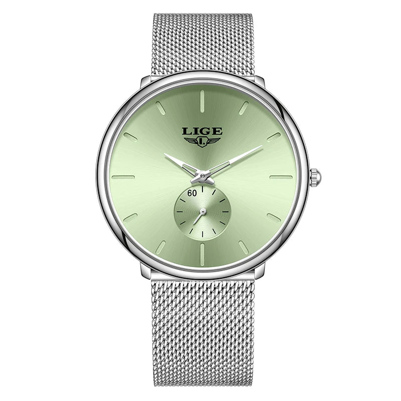 Reloj de cuarzo de lujo para hombre, marca LIGE, diseño moderno, informal, ultrafino, con malla de acero, resistente al agua, deportivo.