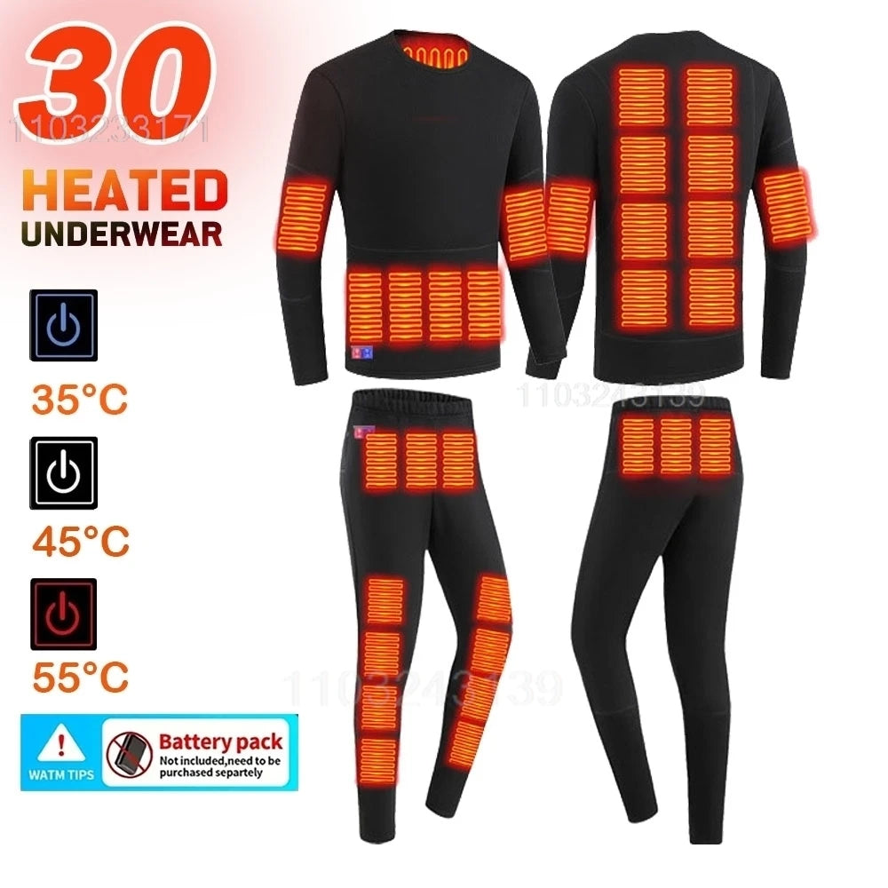 Ropa interior térmica con calefacción eléctrica USB para hombre y mujer, ropa interior autocalentable de esquí, 52 áreas