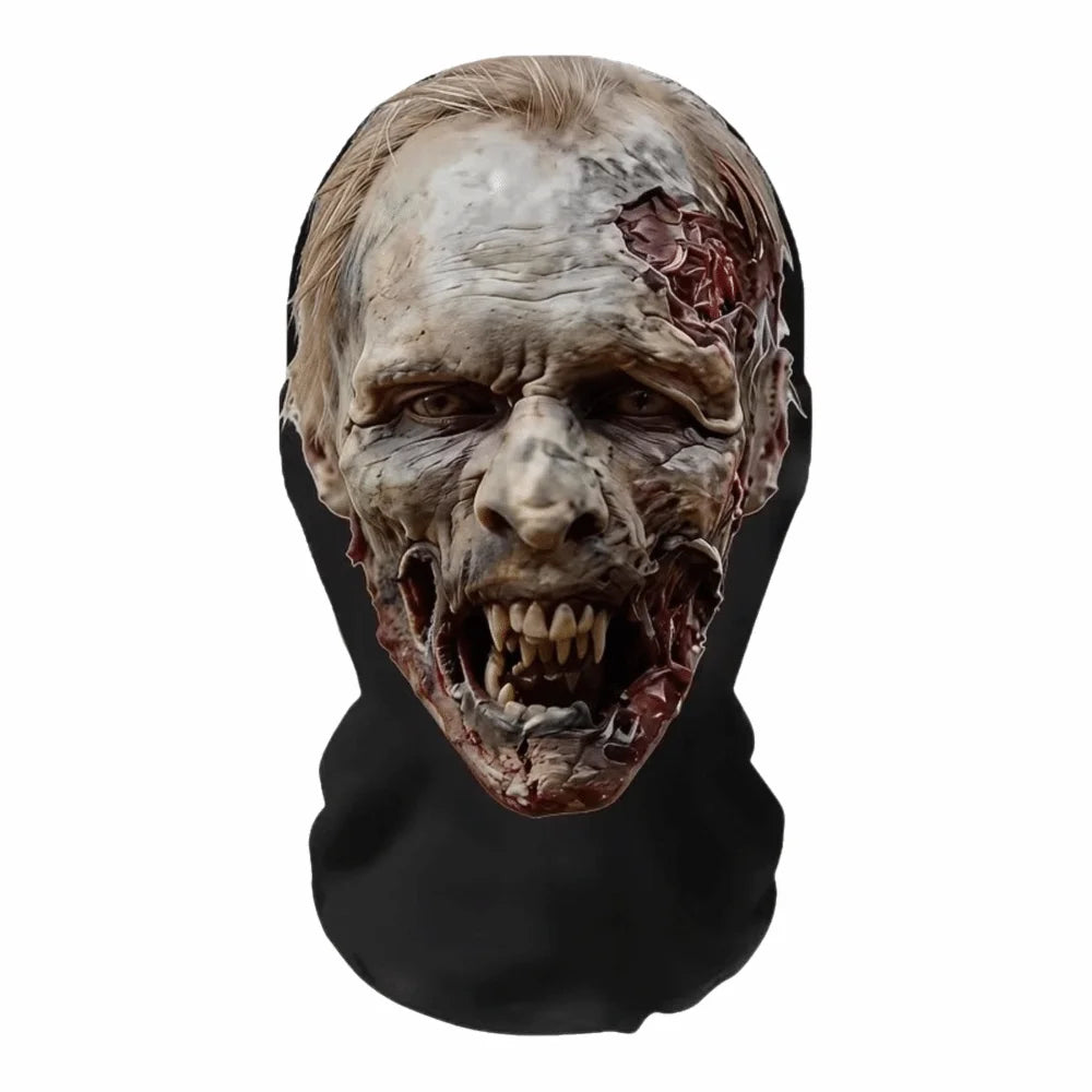 Máscara de Cabeza Completa de Malla Impresa en 2D, Lavable, Cómoda, Máscara de Calavera de Zombi, Flexible, Transpirable, para Cosplay de Halloween