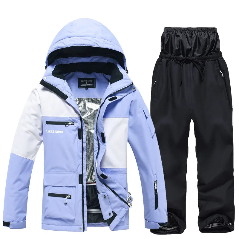Monos de esquí y Snowboard para hombres y mujeres, traje de esquí térmico impermeable a prueba de viento, conjunto de chaqueta y pantalones de montaña, nuevo, Invierno