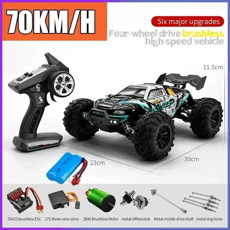 Coche teledirigido SCY16101 16102 de alta velocidad 70 km/h, coche teledirigido con tracción a las cuatro ruedas para niños, motor sin escobillas con LED