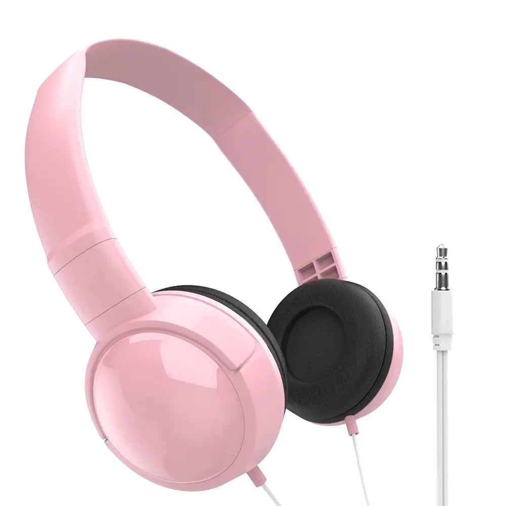 Auriculares de diadema con cable, ajustables, estéreo, con conector de 3,5 mm, cancelación de ruido, audio con graves, estilo macaron, para tablet y Mac