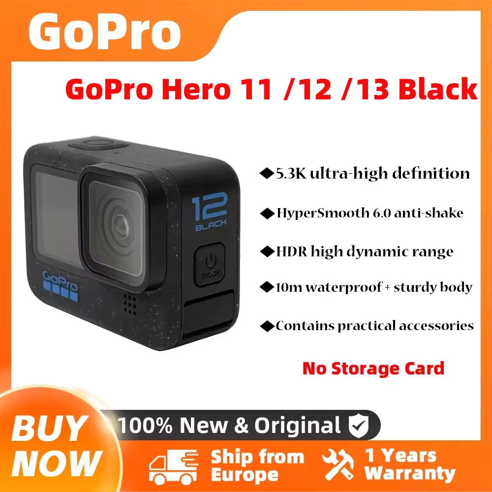 Cámara de video GoPro HERO 11/12/13 Black Hyperstitch 6.0 5.3k60fps 27MP cámara deportiva para casco GoPro Hero 11/12/13 Black