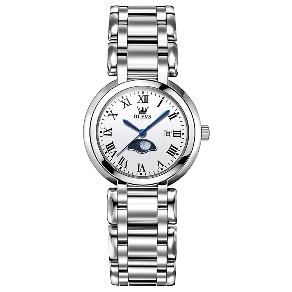 Reloj de cuarzo OLEVS para mujer, elegante y a la moda, con esfera de pedrería morada, resistente al agua, luminoso, original, de lujo.