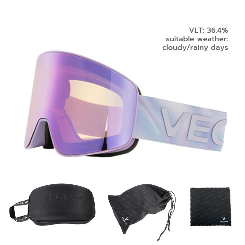 Gafas de Esquí VECTOR de Doble Capa Antivaho con Absorción Magnética, Cilíndricas, UV400, para Hombre y Mujer, Gafas de Snowboard POC