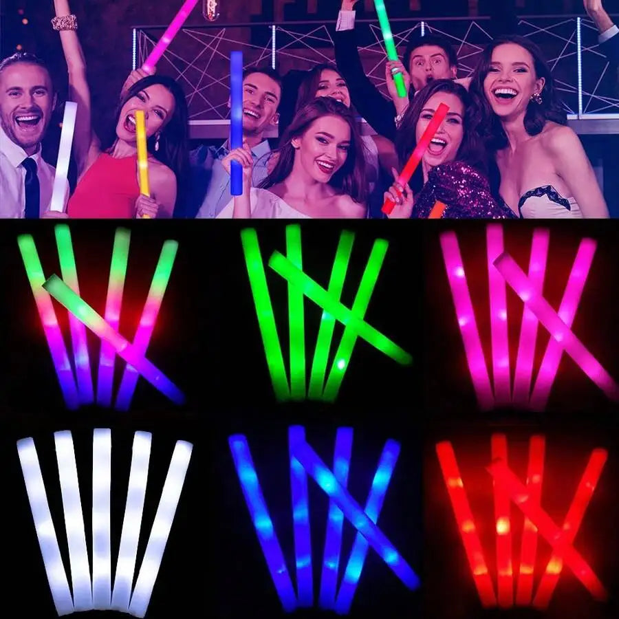 30 Uds. De barras luminosas de espuma con 3 modos, barra luminosa intermitente Led colorida que brilla en la oscuridad, suministros para fiestas para conciertos de Raves de boda