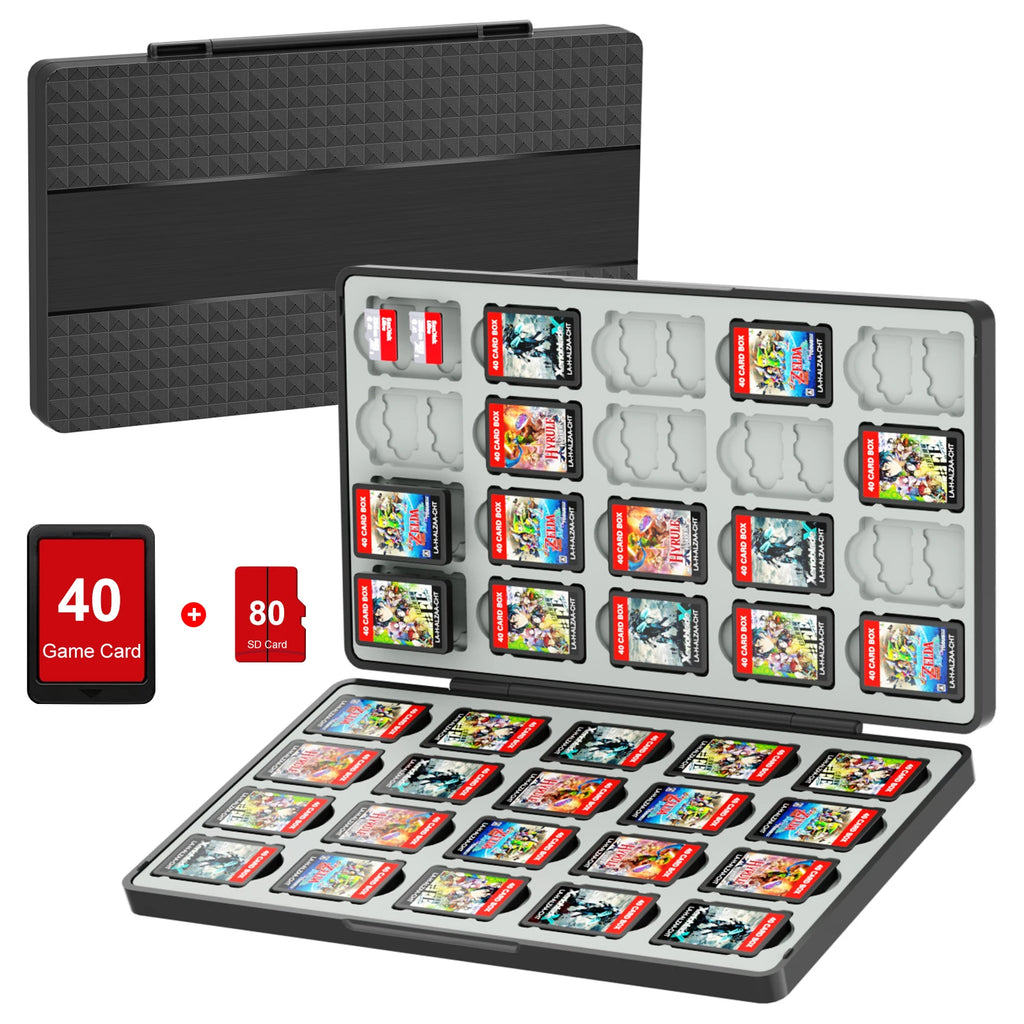 Estuche para Tarjetas de Juego para Switch 2, Switch OLED y Lite, Almacenamiento de Memoria con 40 Ranuras para Tarjetas de Juego y 80 Ranuras para Tarjetas MicroSD