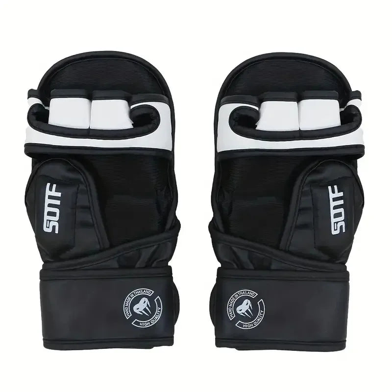 Guantes de boxeo profesionales MMA de medio dedo PU grueso Muay Thai MMA Sanda guantes de entrenamiento accesorios de entrenamiento de boxeo