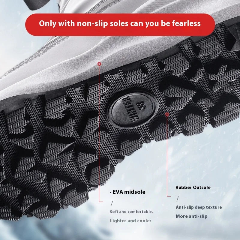 Botas de nieve Unisex para mujer, botas cálidas de felpa antideslizantes, impermeables, con cremallera, a prueba de viento, para deportes al aire libre, esquí, para hombre