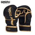 GINGPAI-guantes de boxeo profesionales MMA, Sanda, medio dedo, lucha, Muay Thai, mujeres, hombres, niños, entrenamiento, saco de arena para adultos