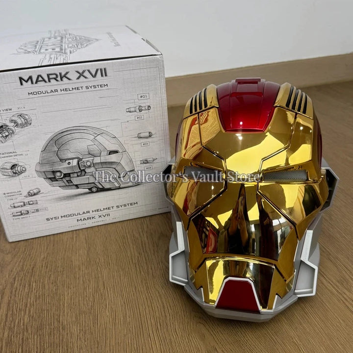 Casco de Iron Man KBGO, Juguete Eléctrico Mk5 Actualizado, Mk17, Control por Voz de Jarvis, Modelo con Apertura y Cierre Automático, Colección de Máscaras