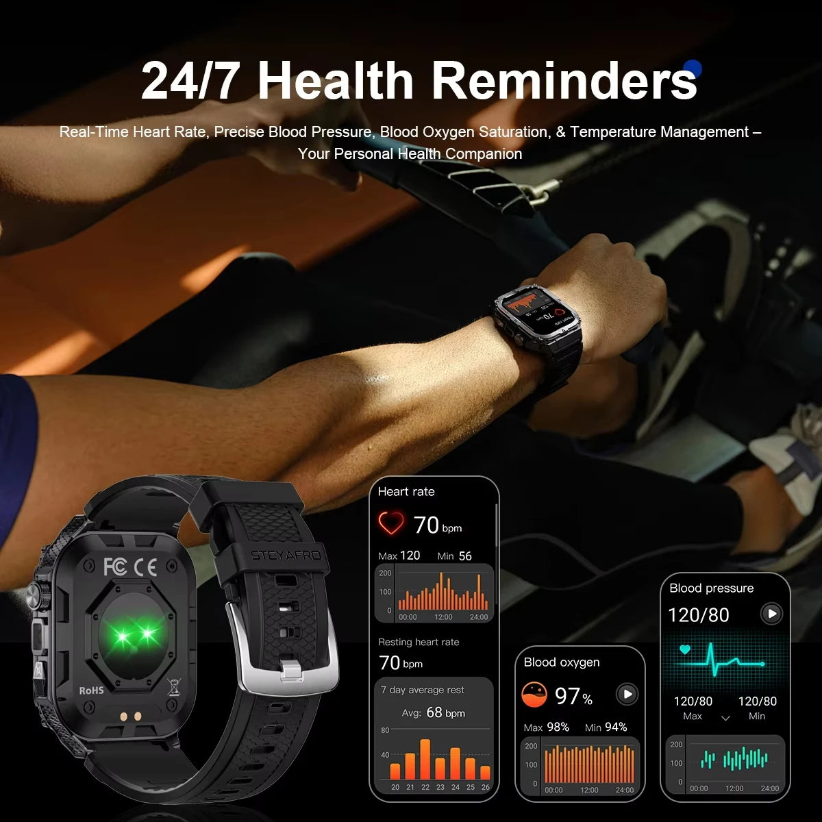 Reloj inteligente para hombre 2026, linterna LED, resistente al agua IP68, reloj deportivo para exteriores, monitoreo de salud, rastreador de actividad física para iOS y Android