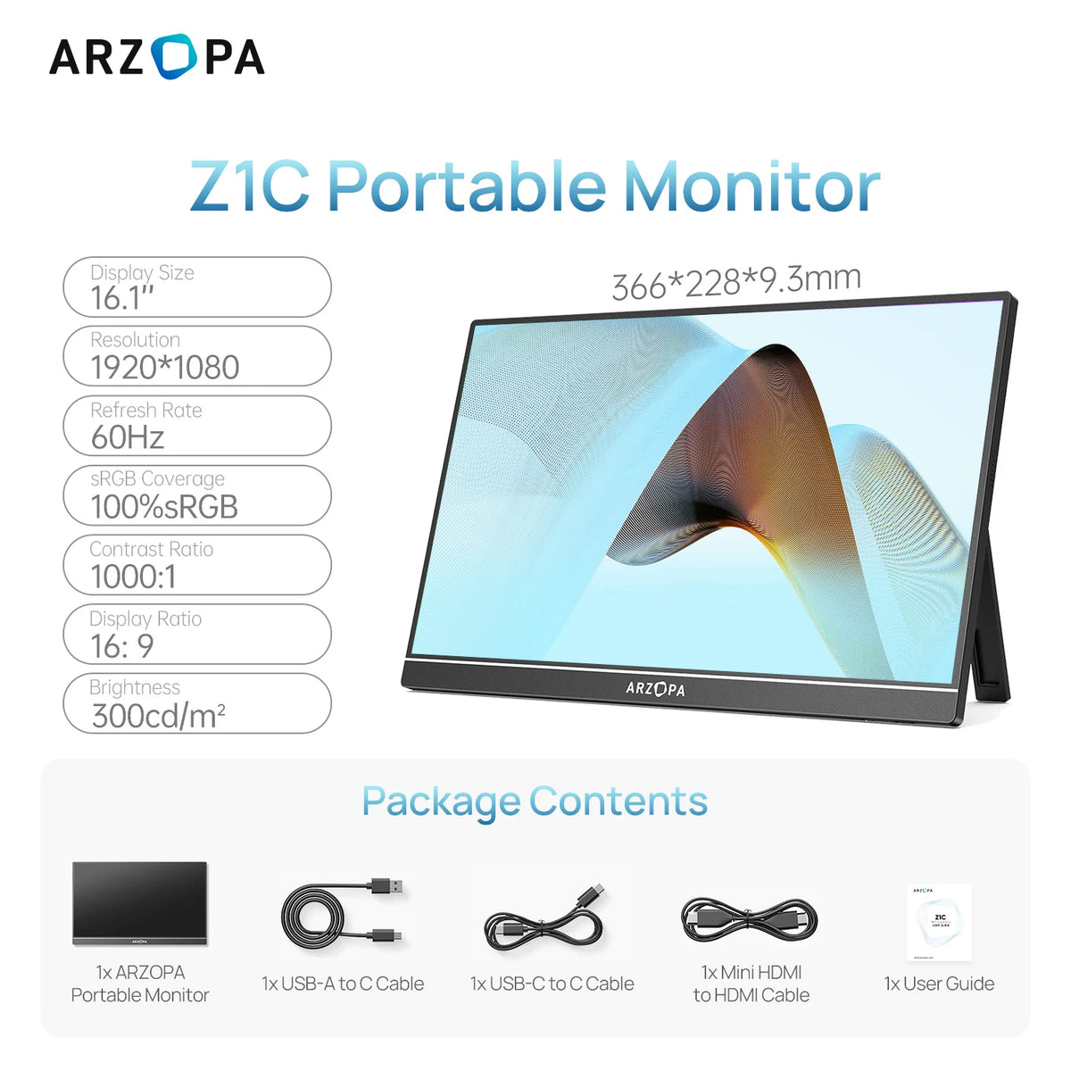 ARZOPA 16/16,1 pulgadas, 1/2,5 k, 60/144 HZ Monitor portátil IPS mini-hdmi segunda pantalla externa para Mac Laptop PC Switch Xbox PS4/5