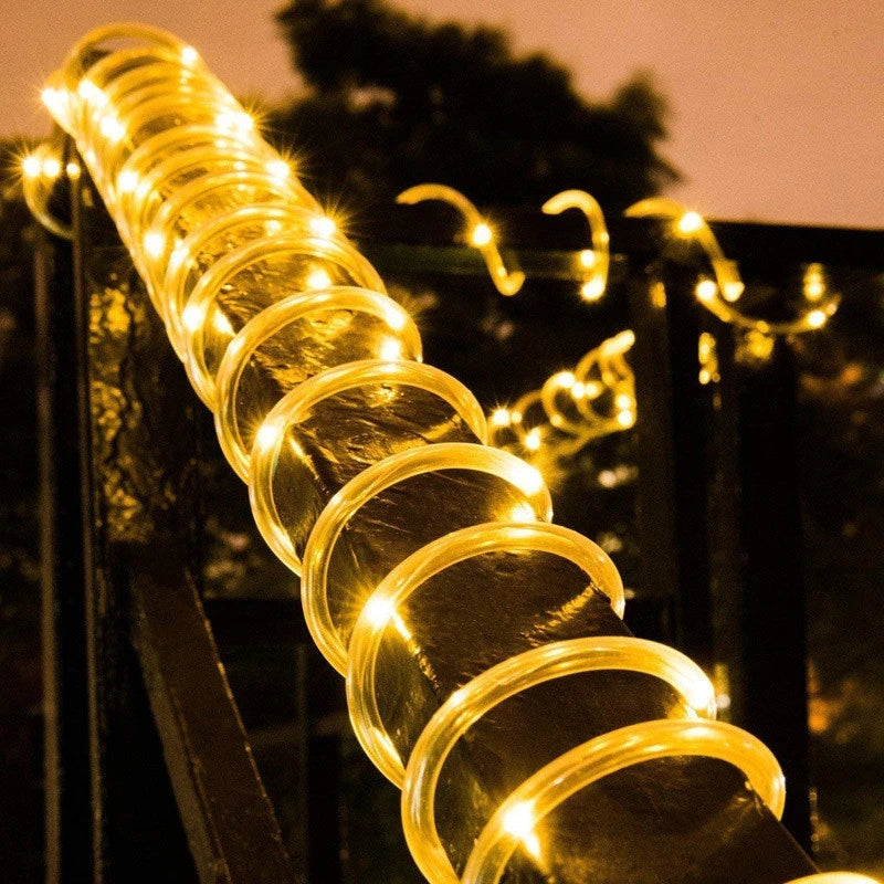 Tira de luces solares LED, luces para caminos, terrazas, jardín, exteriores, guirnalda de luces solares, iluminación exterior impermeable, 8 modos de luz