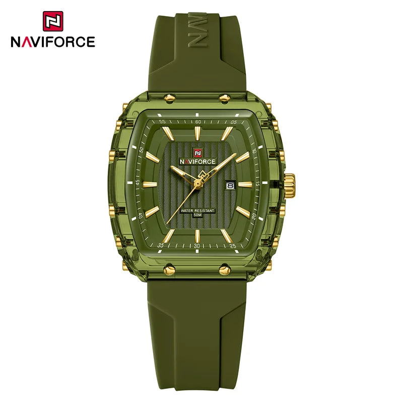 Reloj de mujer NAVIFORCE de cuarzo con calendario, resistente al agua 30M, elegante reloj de pulsera de lujo para uso diario, reloj para dama.