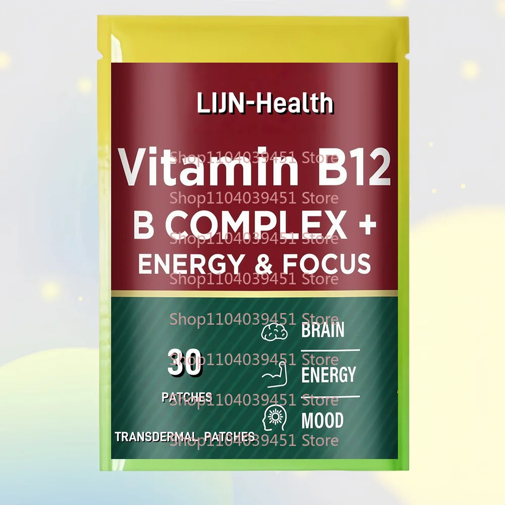 30 Parches Transdérmicos de Vitamina B12 Metilcobalamina con Folato, Biotina y Vitamina C para una Energía Duradera y Saludable