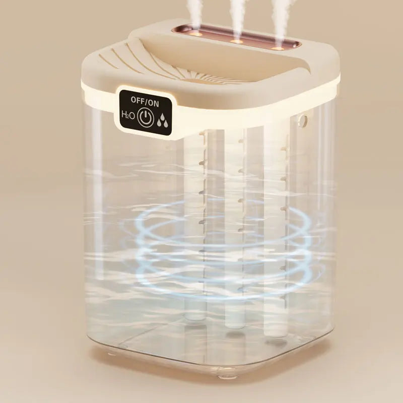 Humidificador Evaporativo de 1.8L con 3 Niveles de Pulverización y Luz Nocturna, Difusor de Perfume de Tres Boquillas, Humidificador de Aire para Dormitorio