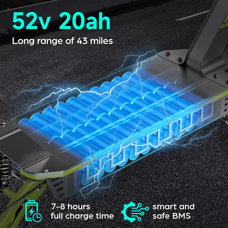 Batería de 52V 20Ah del patinete eléctrico con carga y BMS de seguridad