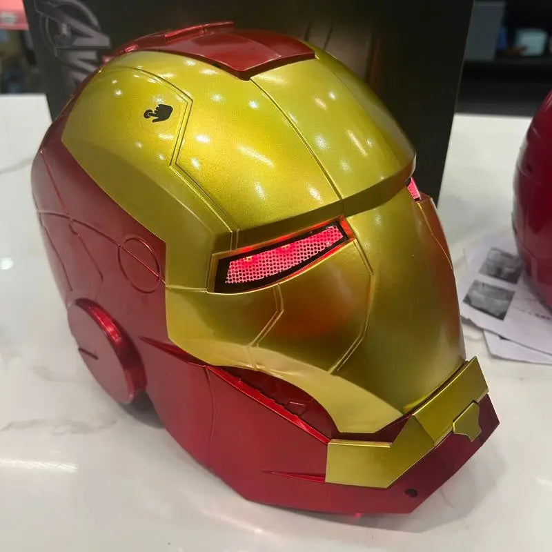 Máscara de Iron Man 1:1, casco de dibujos animados, eléctrico, portátil, apertura y cierre automático, modelo de juguete de tendencia para adultos, regalo de cumpleaños